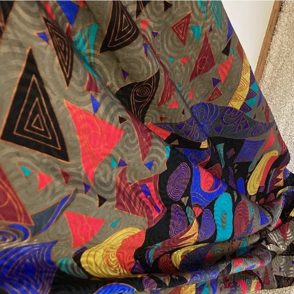 Vintage Mary McFadden Gown or Slip Dress, Size Large, Colorful Geometric Pattern - Picture 6 of 7